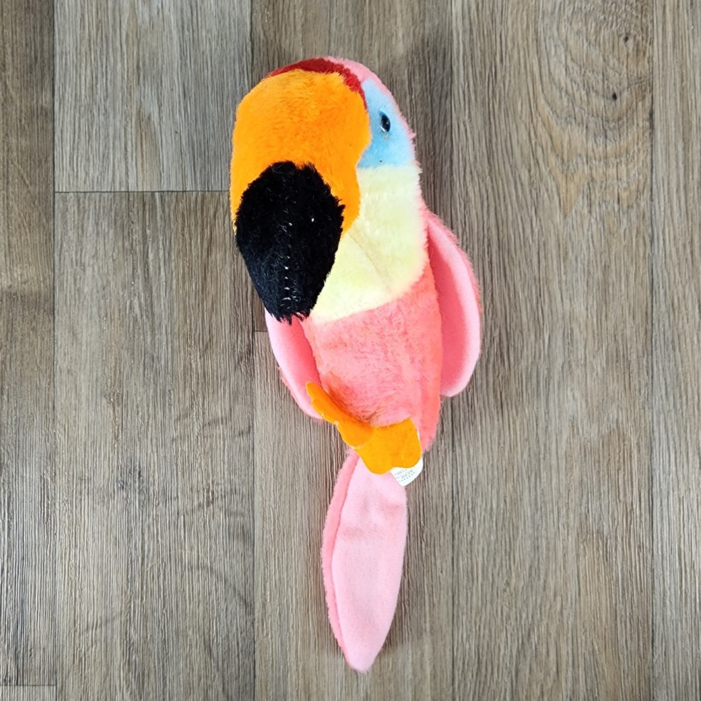 Vintage 1983 ACME Pink Toucan Plush Tropical Bird Stuffed Animal 12 Inch Korea